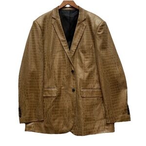 Bassiri Two Button Single Breasted Men's Blazer - Crocodile‎ Pattern Tan NWT